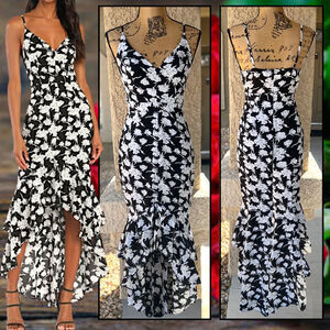 Lulu's Black and White Floral Maxi Dress